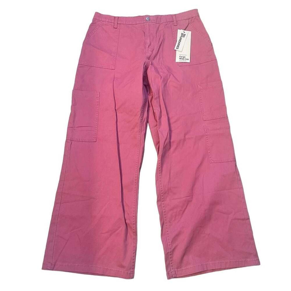 No Boundaries Cargo Wide Leg High Rise Pants Rose Glitz Size XL 16-18 NWT
